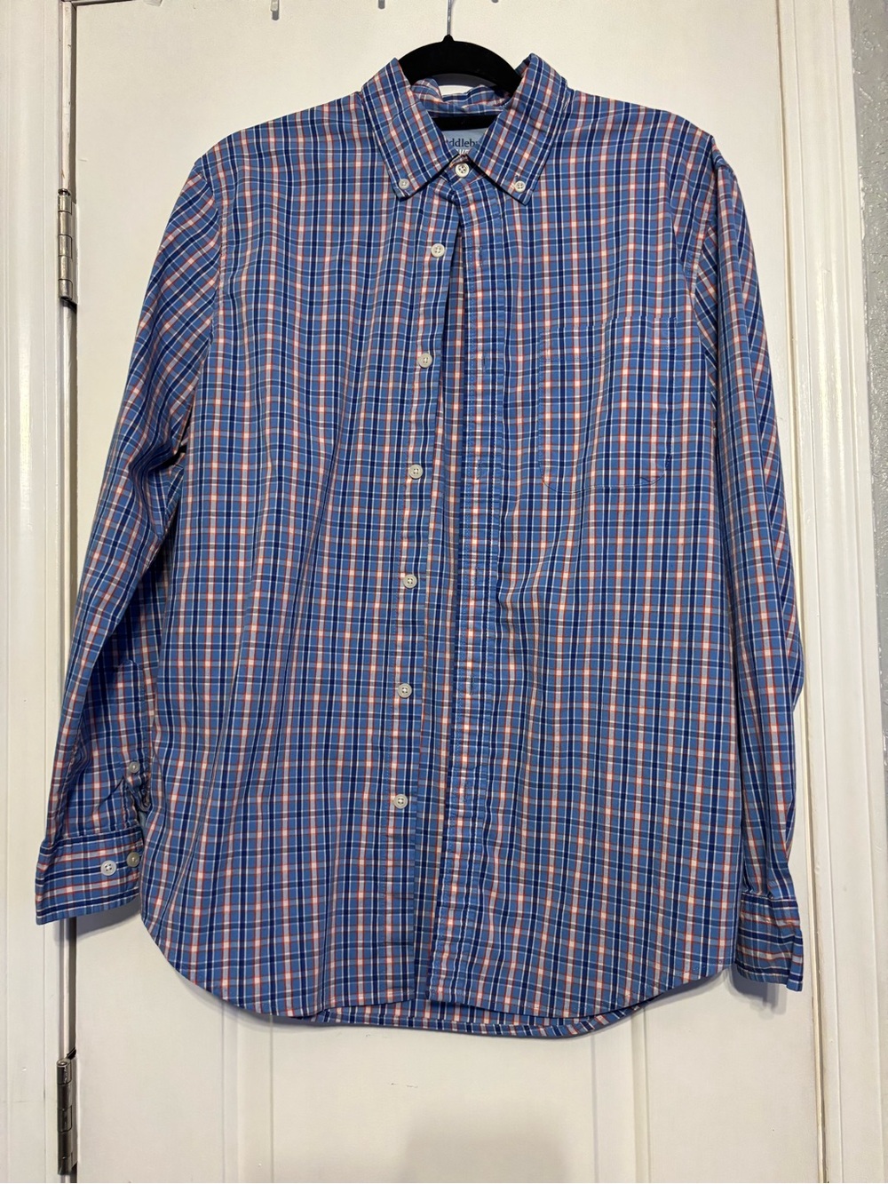 Saddlebred Blue & Orange Plaid Button-Down Shirt